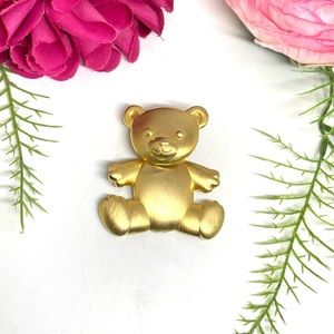VINTAGE⚜️JJ Designer Brushed Golden Teddy Bear Brooch